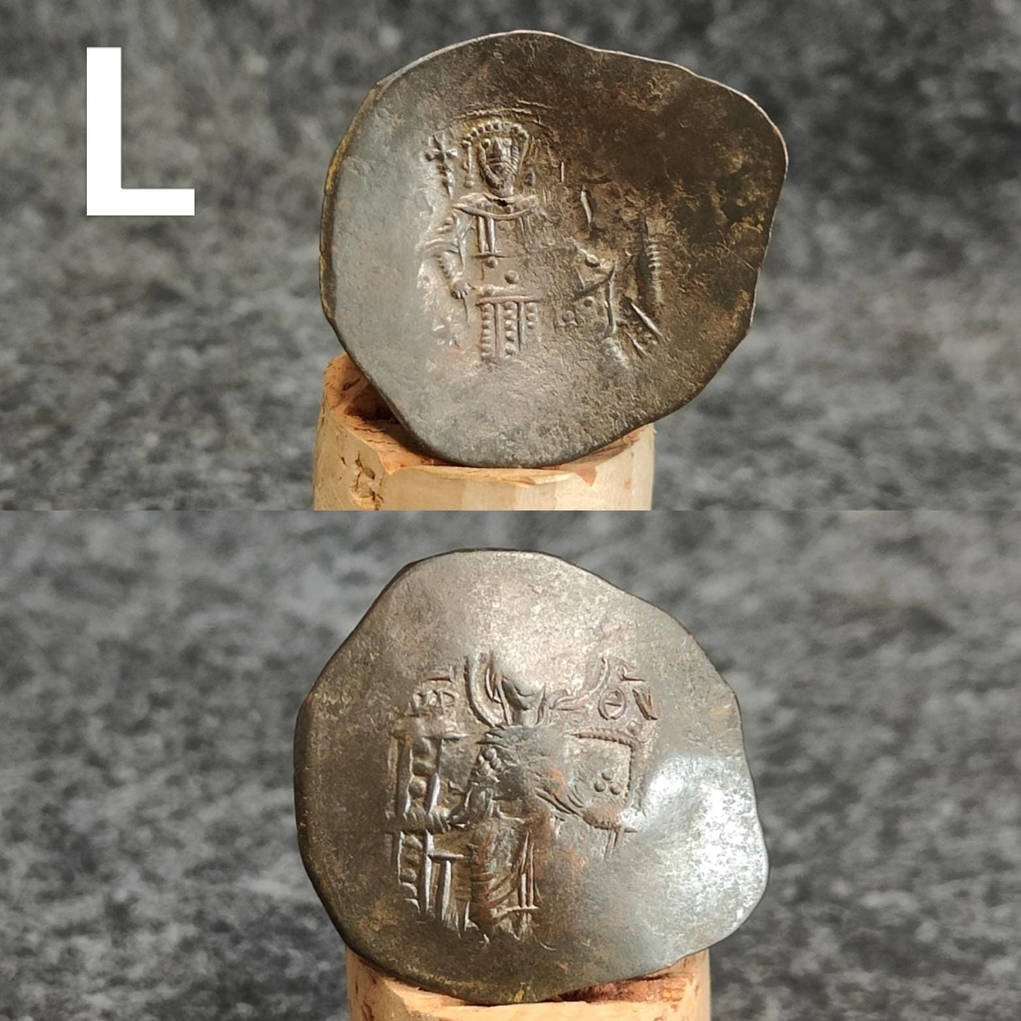 Ancient Byzantine Trachy coins, Authentic billon cup coin