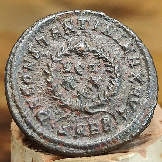 Constantine the great Roman coin with votive wreath reverse, 4th century ancient nummus AE3