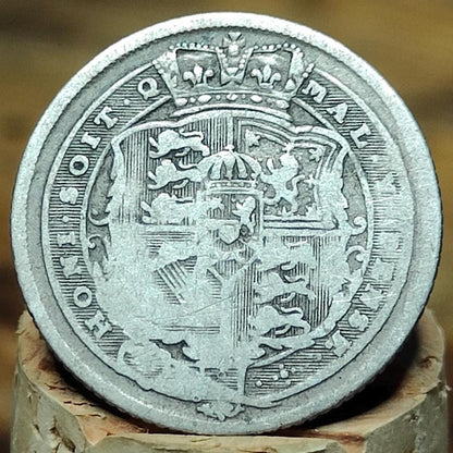 George III silver sixpence dated 1817- Georgian coin, Napoleonic war