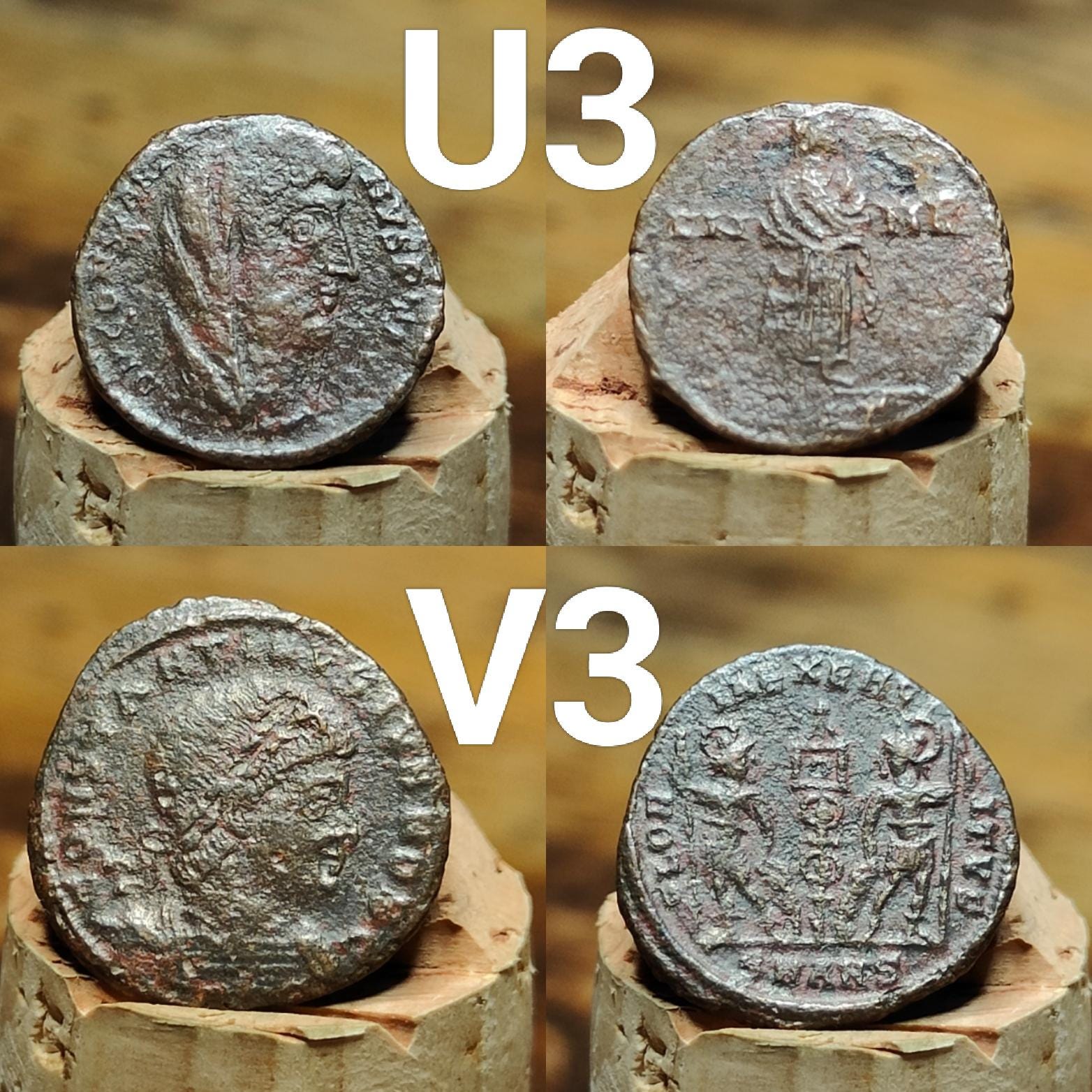 Genuine Roman coins, 4th century ancient Nummus