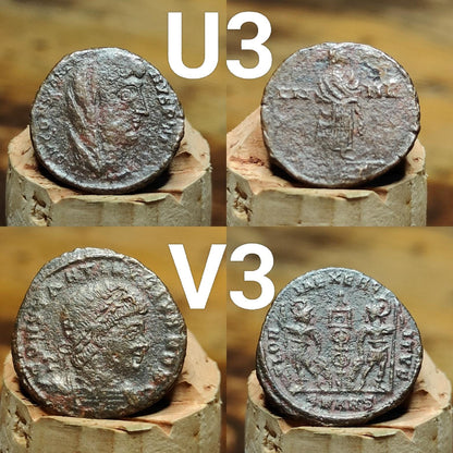 Genuine Roman coins, 4th century ancient Nummus