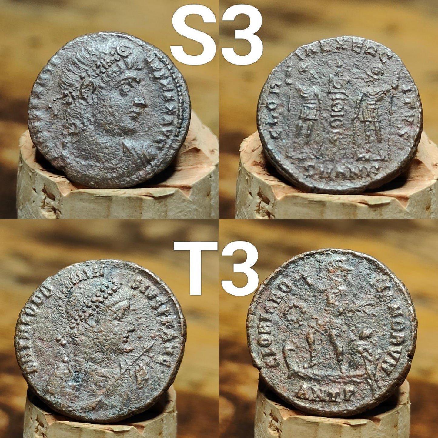 Genuine Roman coins, 4th century ancient Nummus
