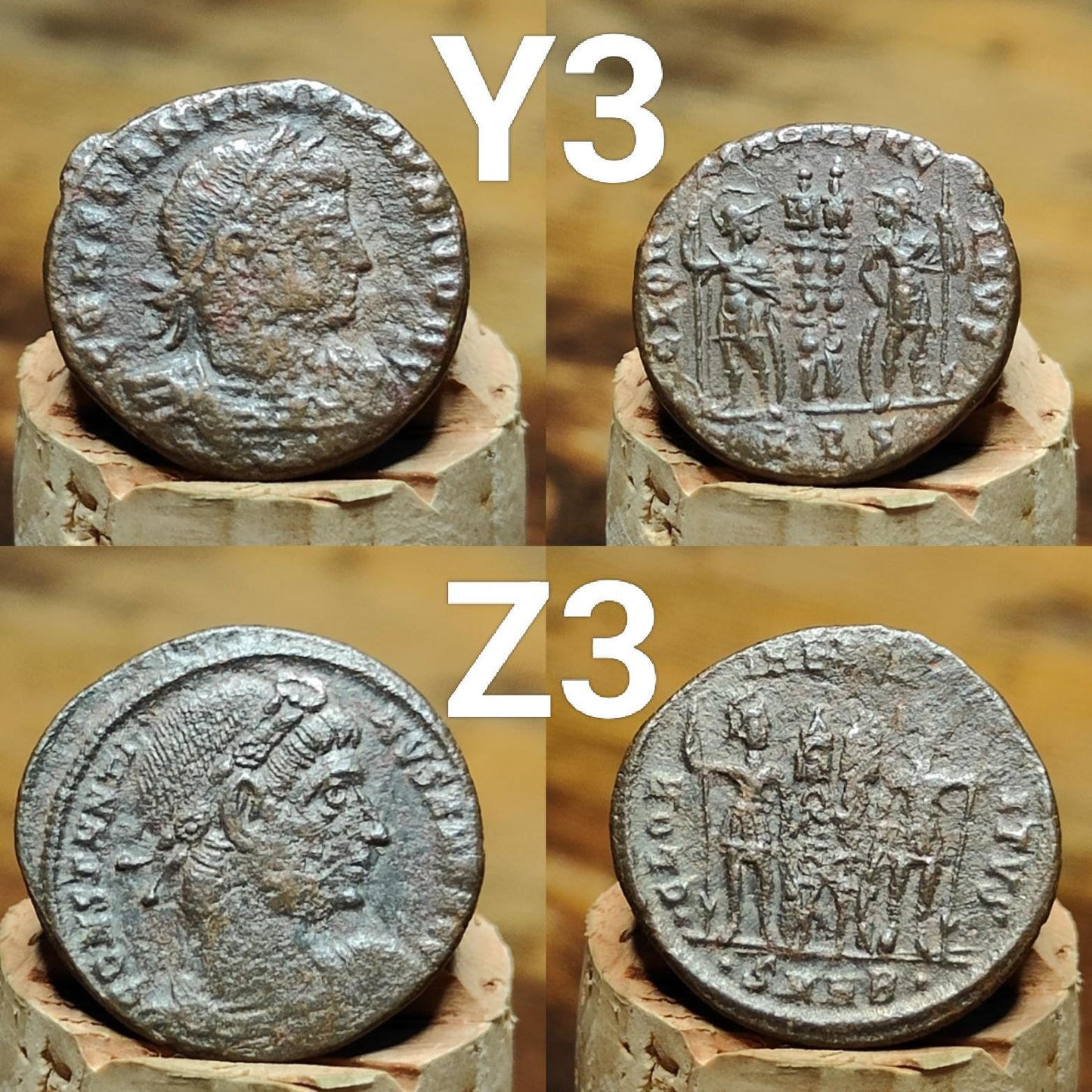 Genuine Roman coins, 4th century ancient Nummus