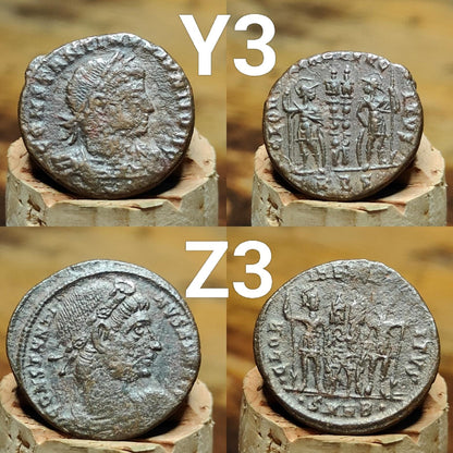 Genuine Roman coins, 4th century ancient Nummus