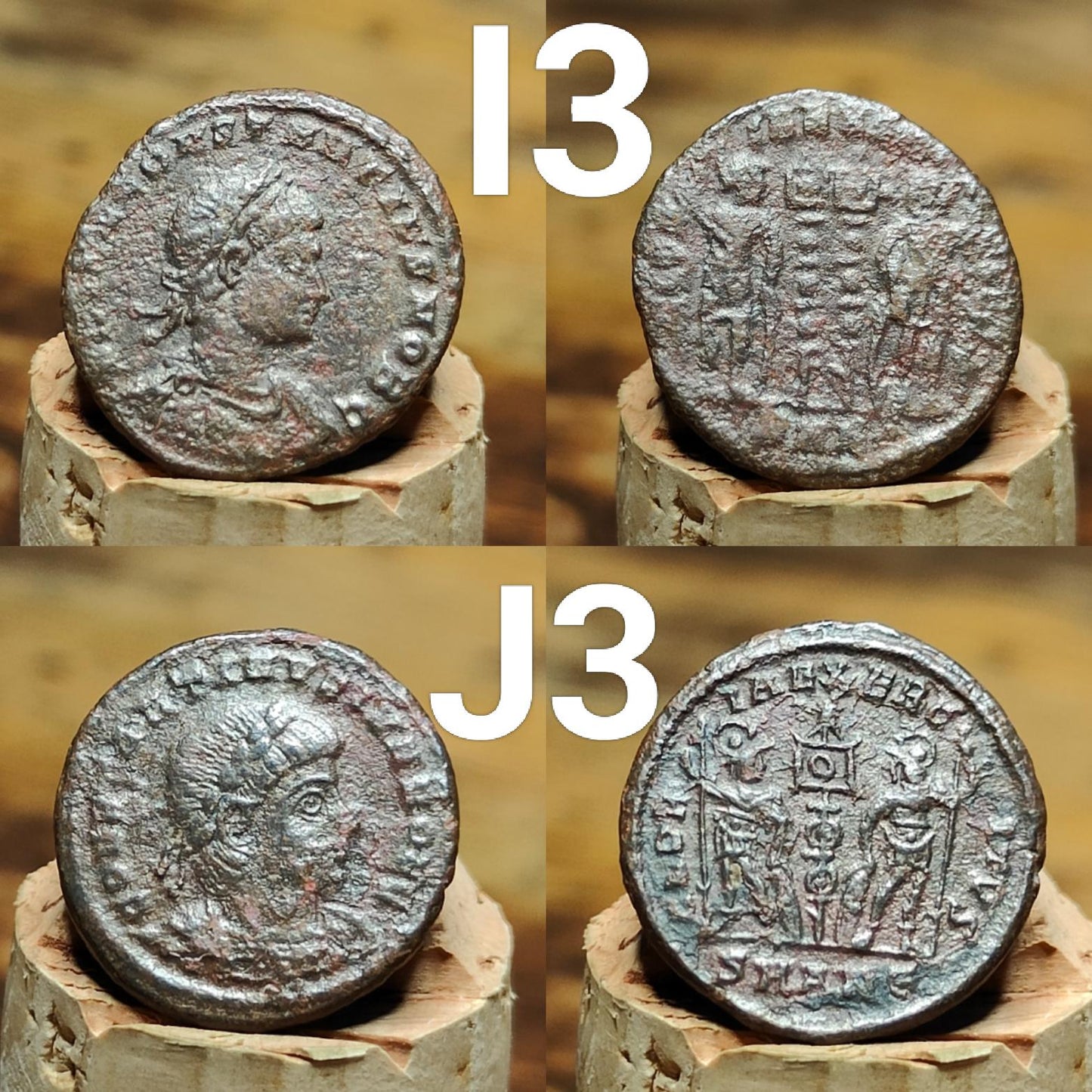 Genuine Roman coins, 4th century ancient Nummus