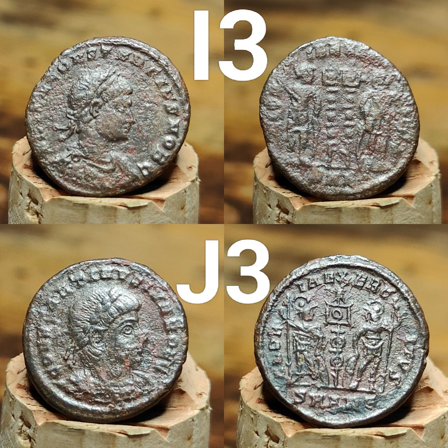 Genuine Roman coins, 4th century ancient Nummus