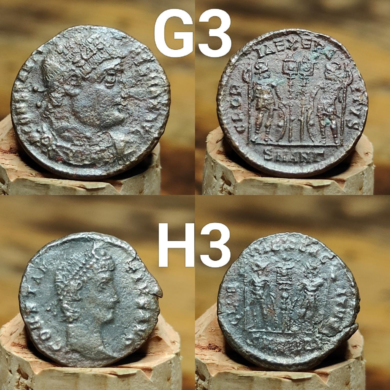 Genuine Roman coins, 4th century ancient Nummus
