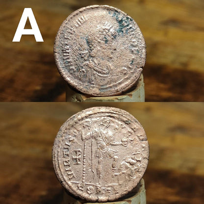 Cleaned Roman coins, ancient Nummus and Follis