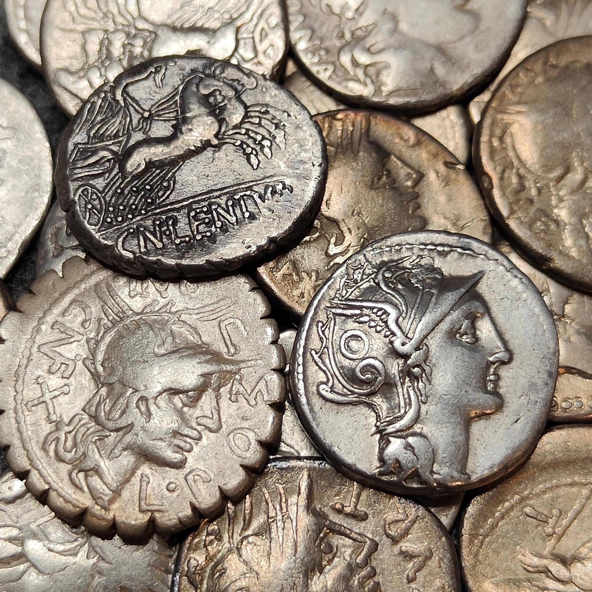Roman Republic Silver Denarii featuring Roma and Gods/ Goddesses, 2100 years old!