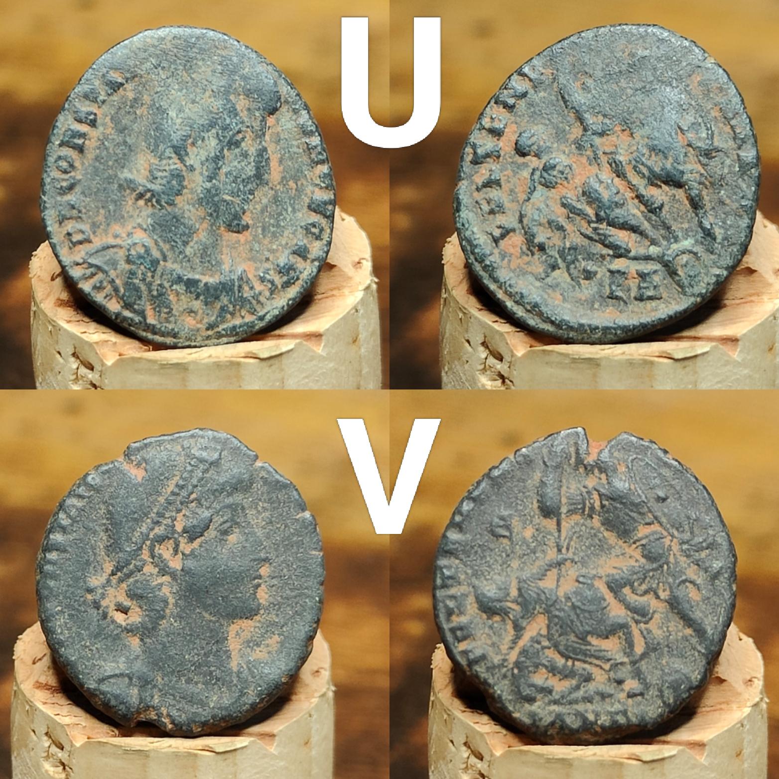 Ancient Roman coins with Sand patina , uncleaned 4th century Nummus