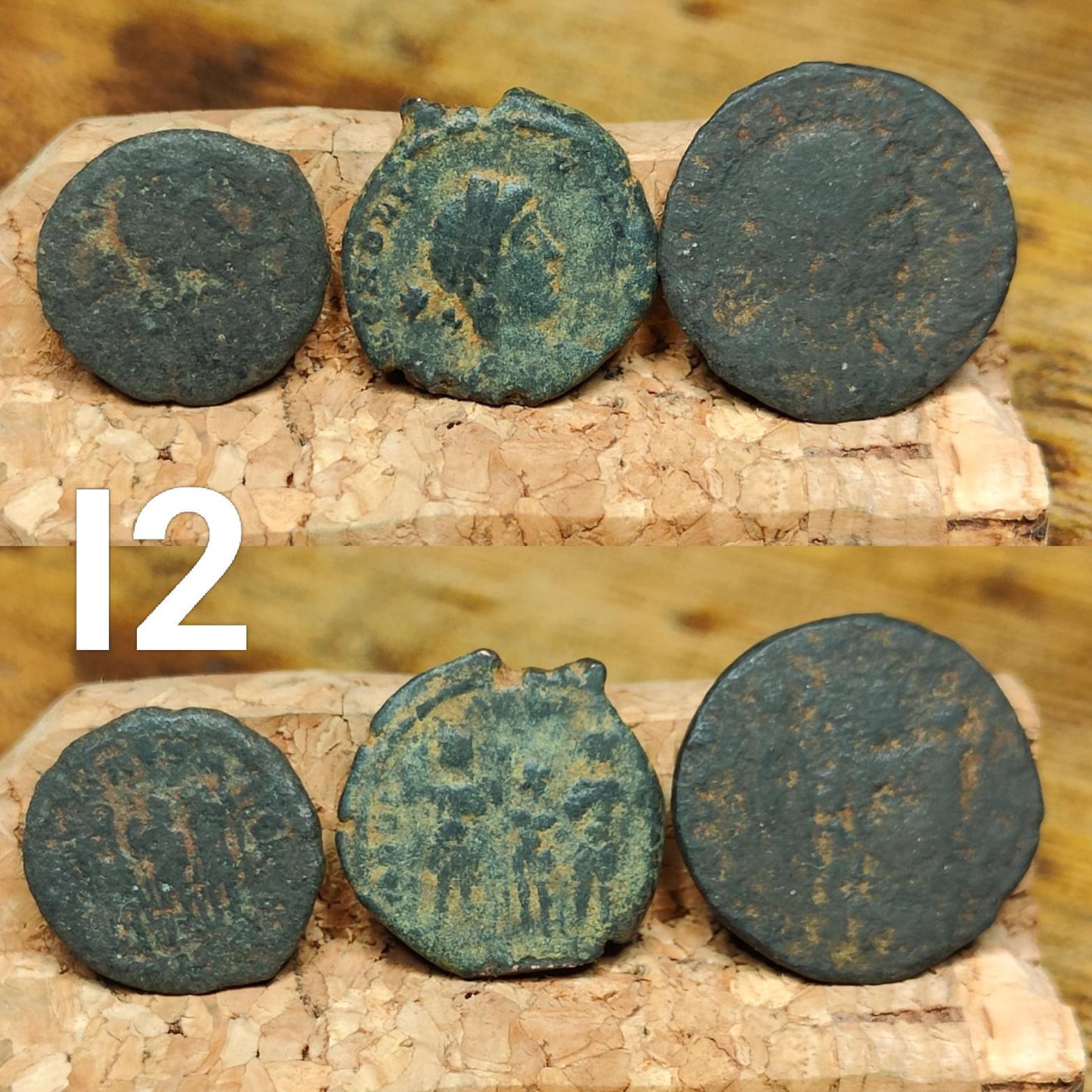 Set of 3 Roman coins, 4th century uncleaned ancient nummus