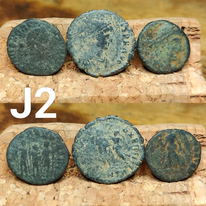 Set of 3 Roman coins, 4th century uncleaned ancient nummus