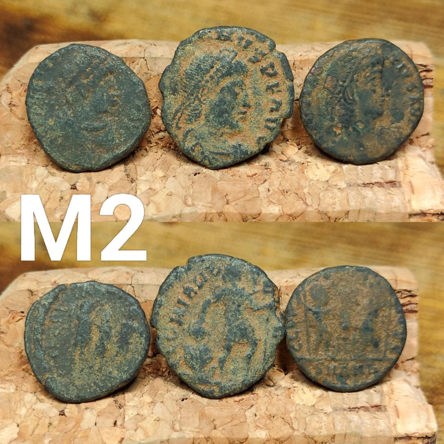 Set of 3 Roman coins, 4th century uncleaned ancient nummus