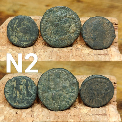 Set of 3 Roman coins, 4th century uncleaned ancient nummus