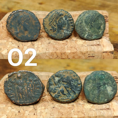 Set of 3 Roman coins, 4th century uncleaned ancient nummus
