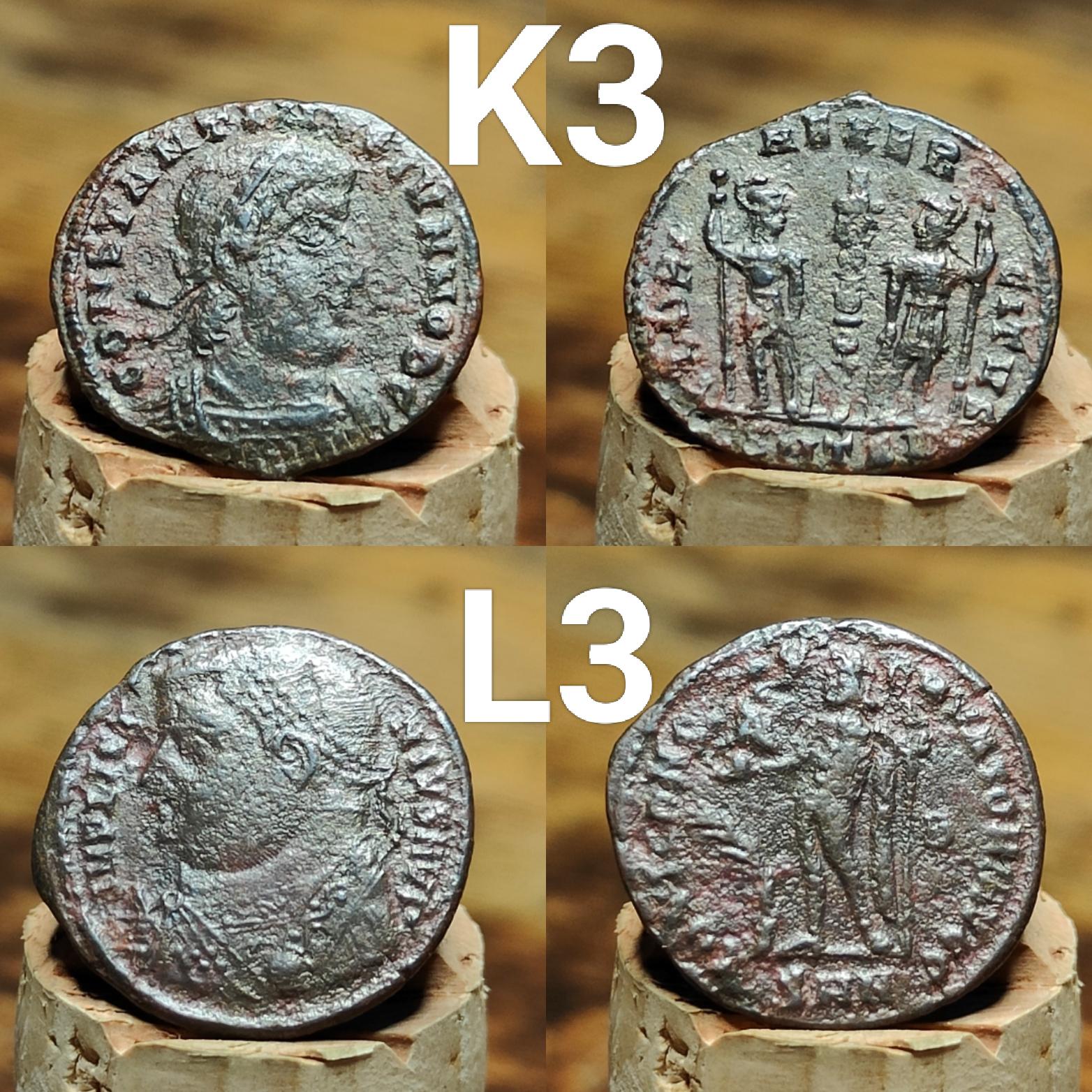 Genuine Roman coins, 4th century ancient Nummus