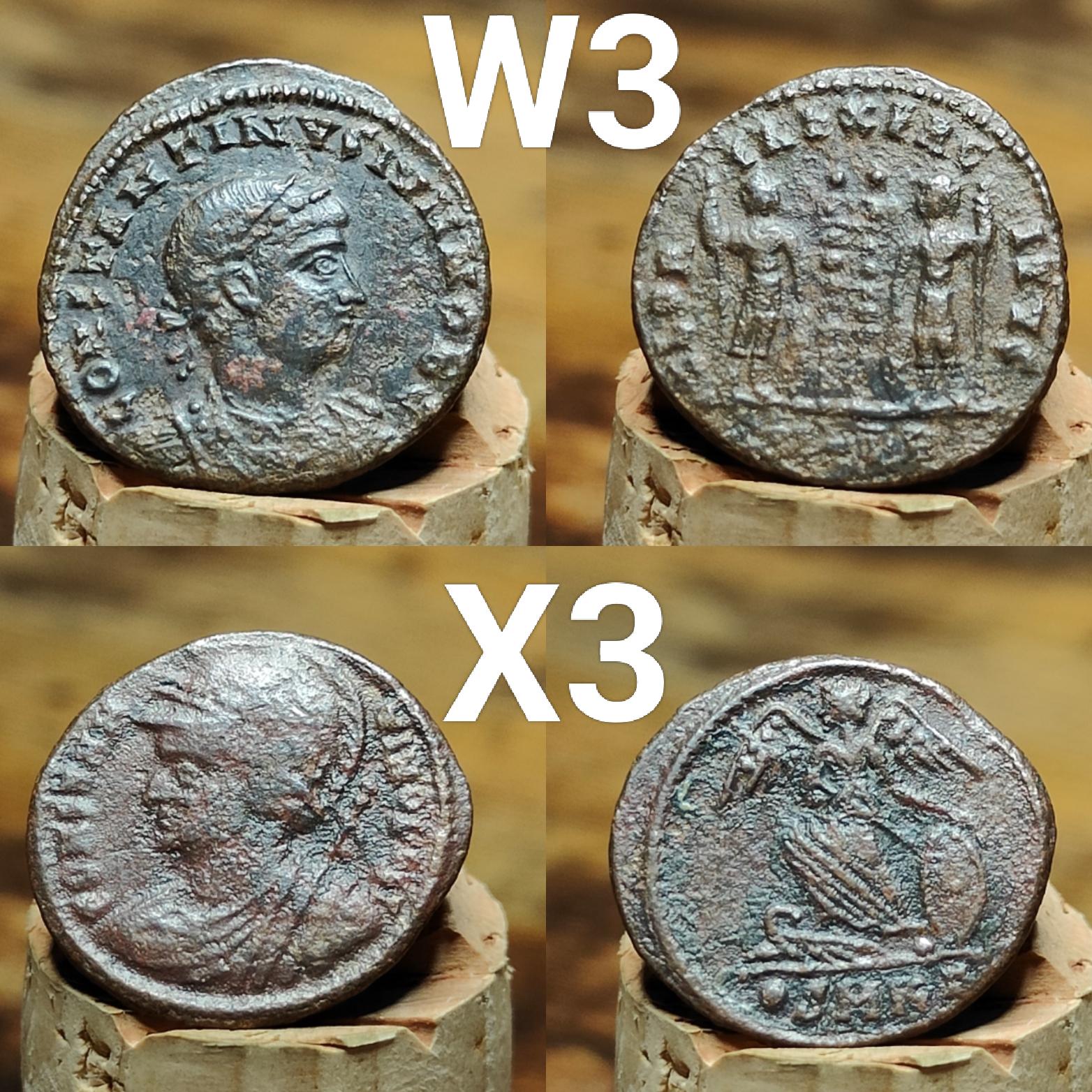Genuine Roman coins, 4th century ancient Nummus