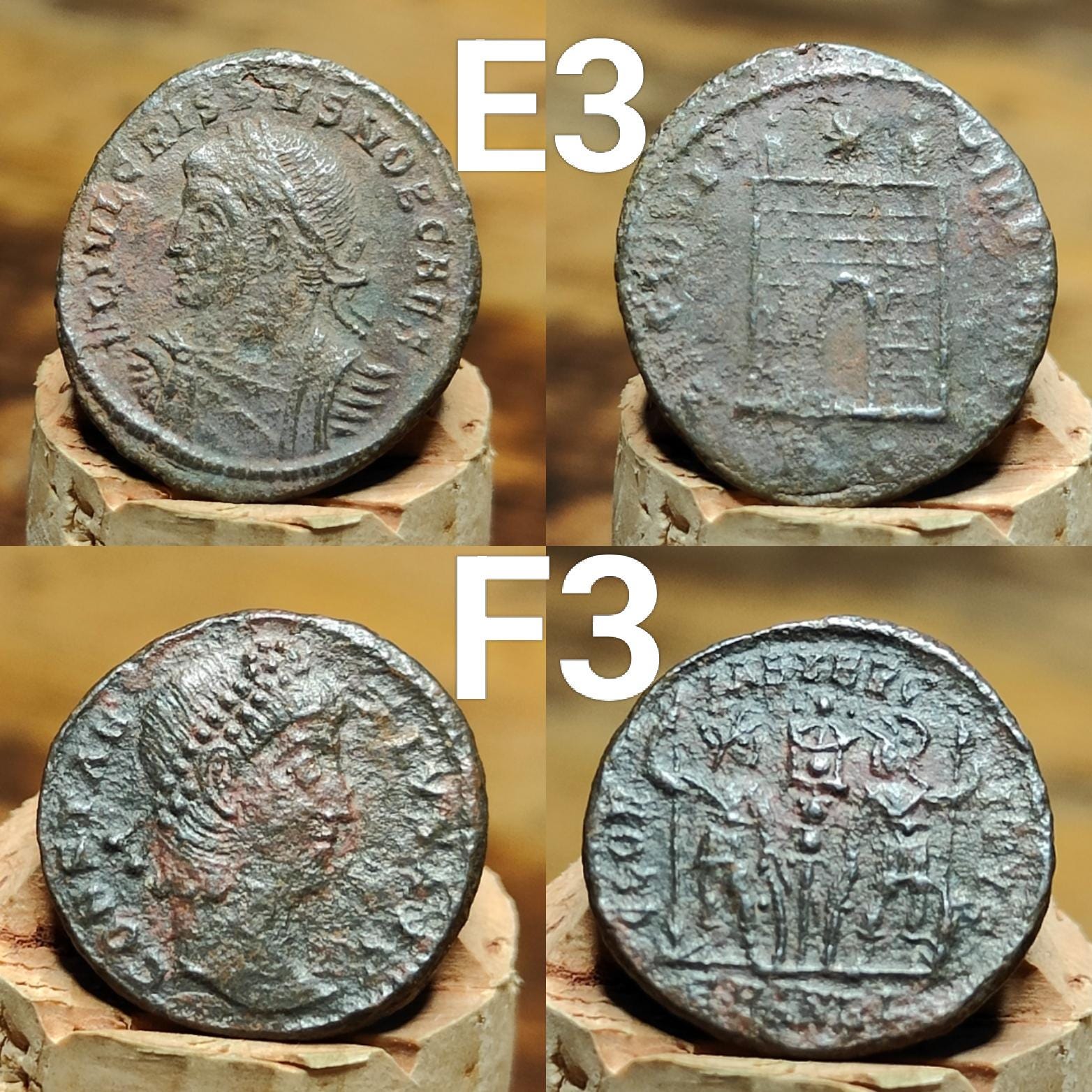 Genuine Roman coins, 4th century ancient Nummus