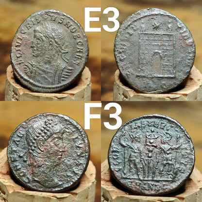 Genuine Roman coins, 4th century ancient Nummus