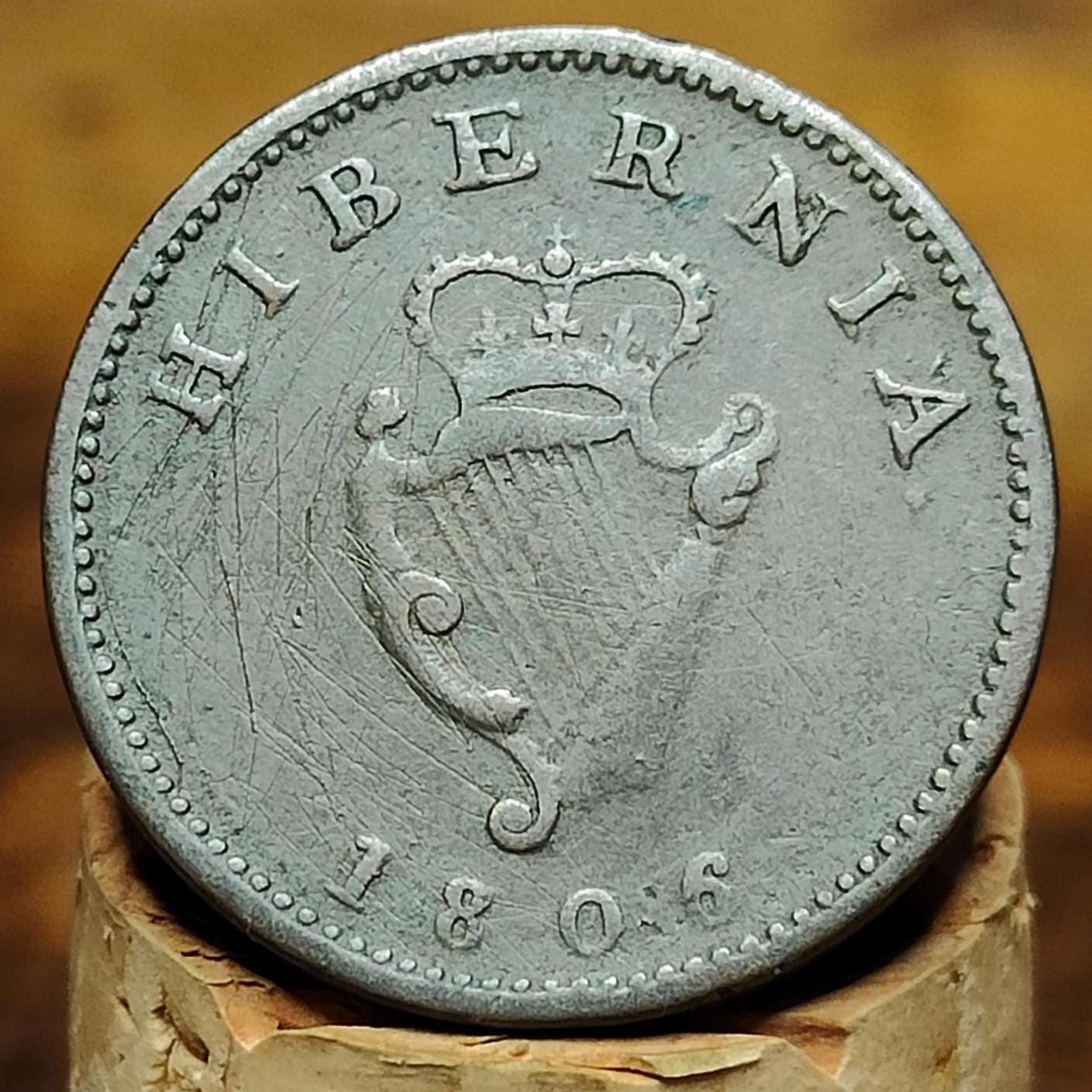 George III Irish Farthing, dated 1806 - Hibernia Georgian/ US colonial coin