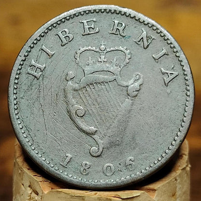 George III Irish Farthing, dated 1806 - Hibernia Georgian/ US colonial coin