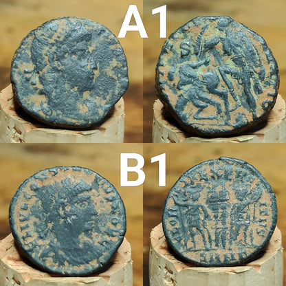 Ancient Roman coins with Sand patina , uncleaned 4th century Nummus