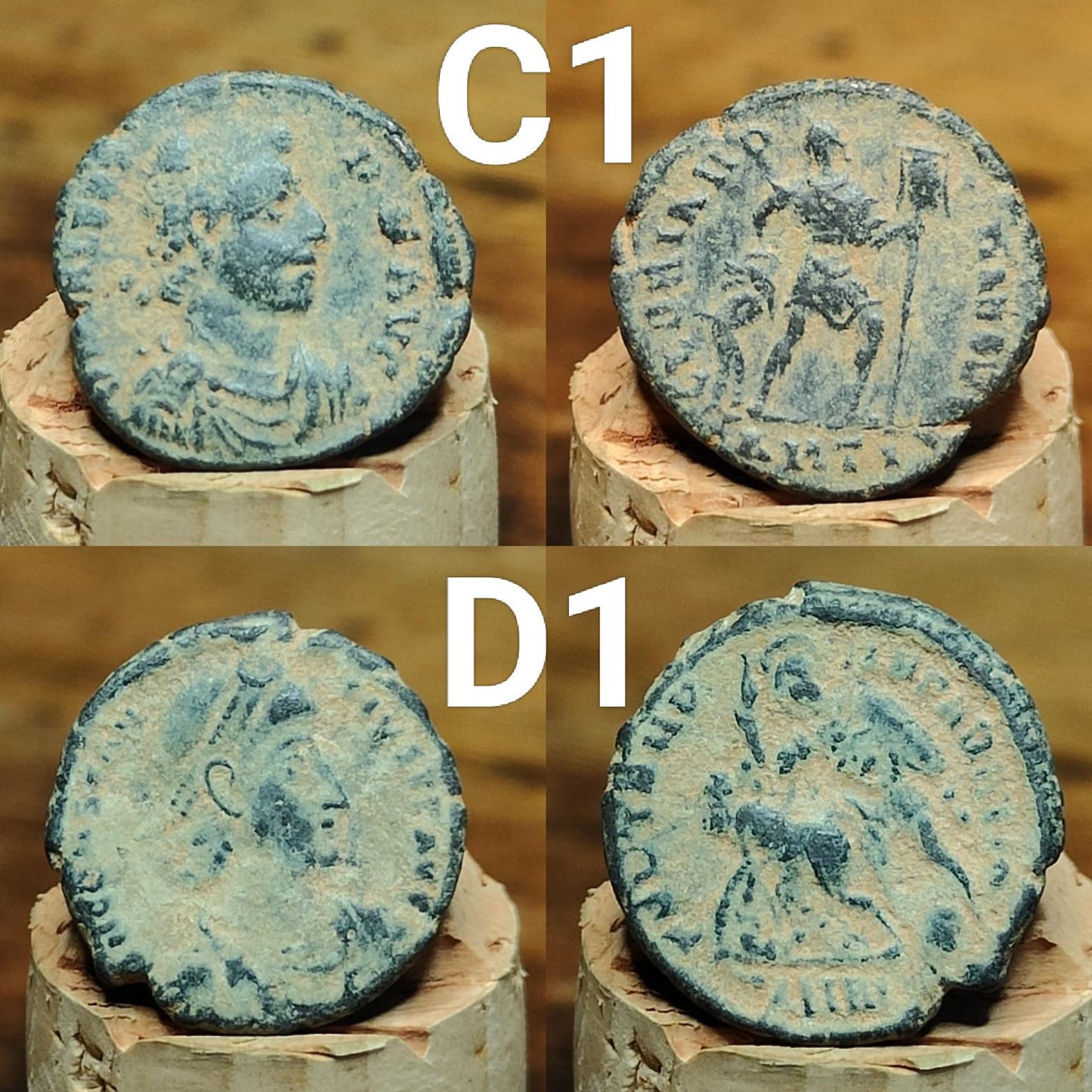 Ancient Roman coins with Sand patina , uncleaned 4th century Nummus