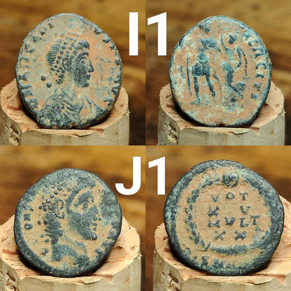 Ancient Roman coins with Sand patina , uncleaned 4th century Nummus