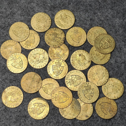 George III spade half Guinea gaming token, dated 1788, Georgian brass jetton
