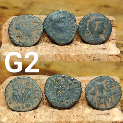 Set of 3 Roman coins, 4th century uncleaned ancient nummus