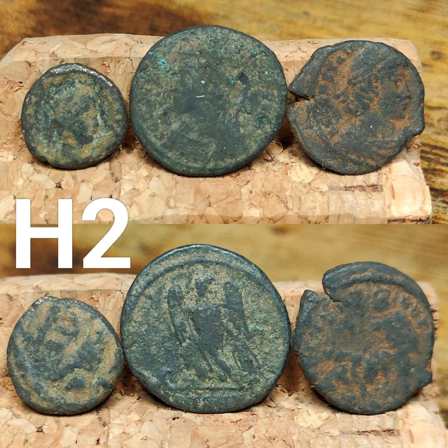 Set of 3 Roman coins, 4th century uncleaned ancient nummus
