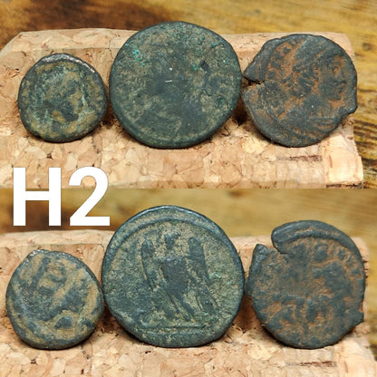 Set of 3 Roman coins, 4th century uncleaned ancient nummus