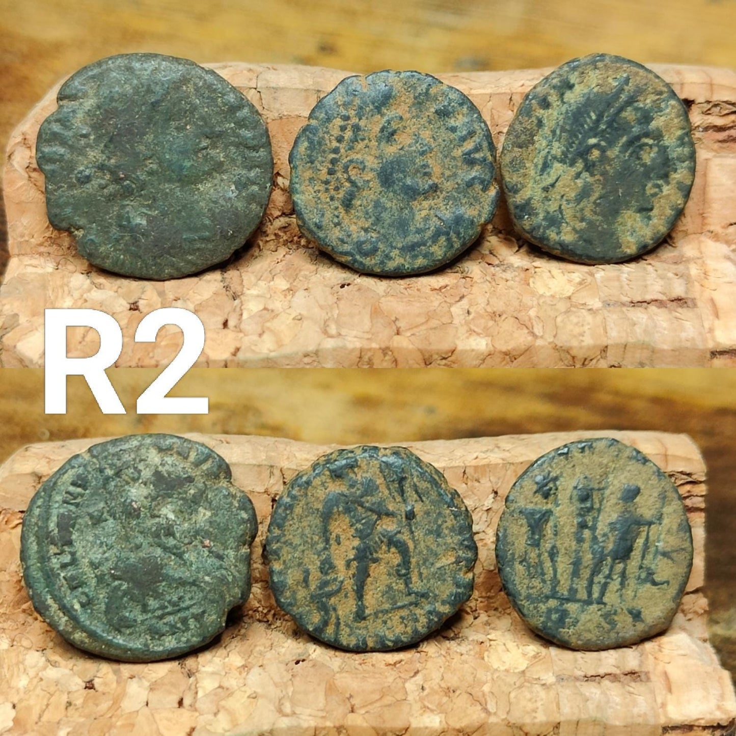 Set of 3 Roman coins, 4th century uncleaned ancient nummus