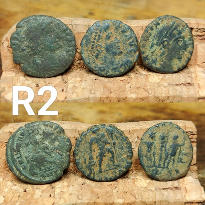 Set of 3 Roman coins, 4th century uncleaned ancient nummus