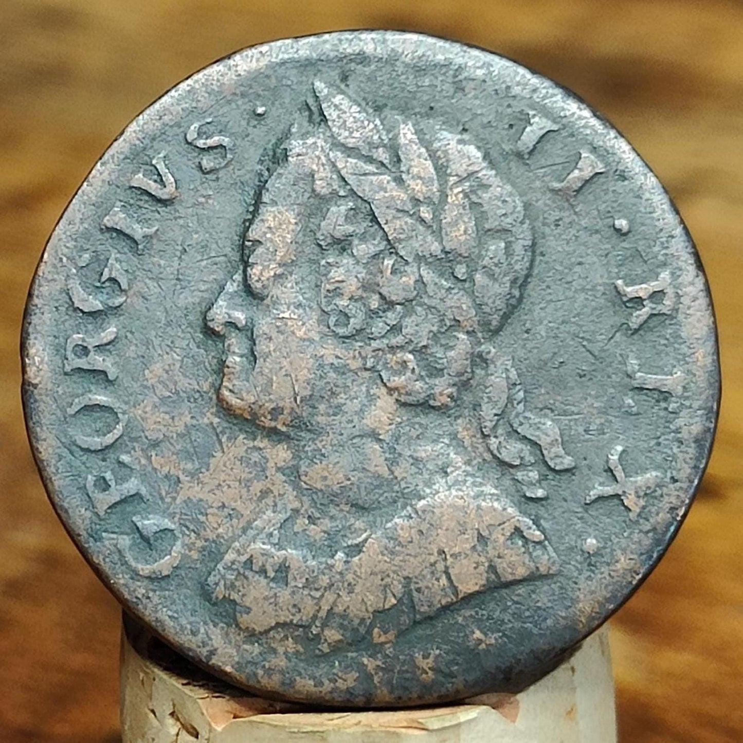 George II half Penny, dated 1748 - Georgian/ US colonial coin