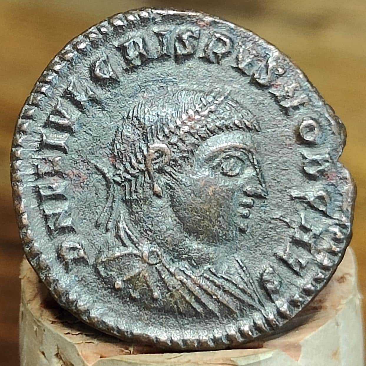 Crispus Roman coin with Jupiter reverse, ancient Nummus