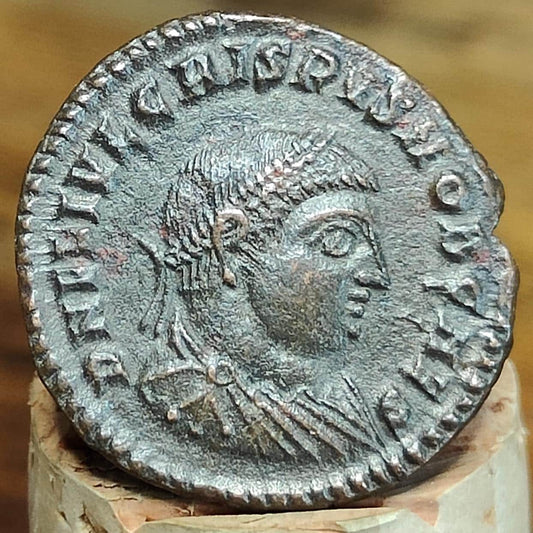 Crispus Roman coin with Jupiter reverse, ancient Nummus