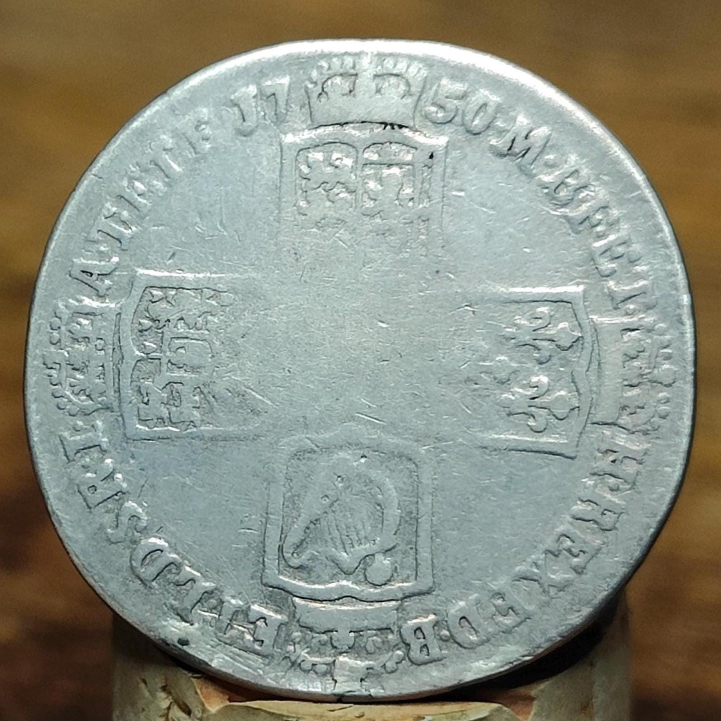 1750 King George II Silver Shilling Coin older bust
