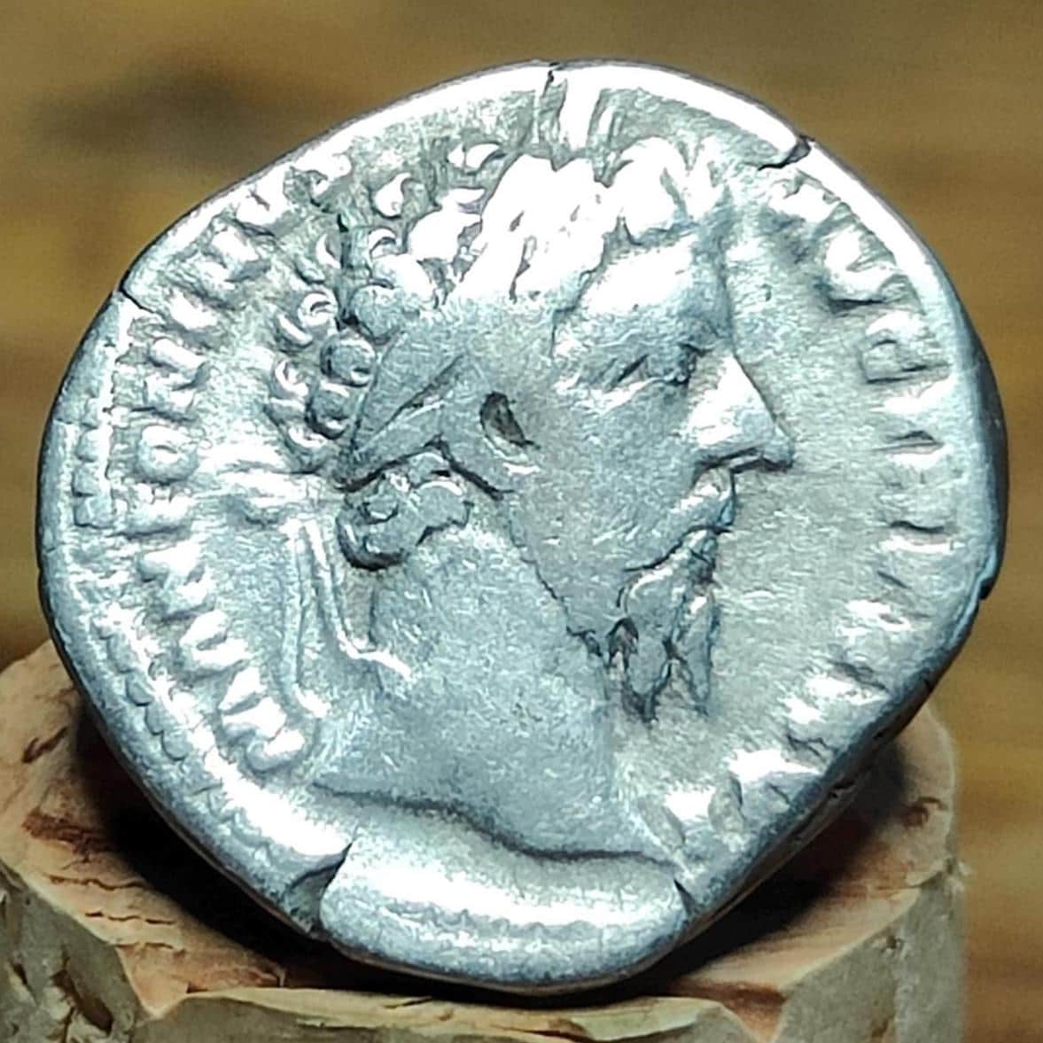 Marcus Aurelius Silver Denarius with Roma reverse, Ancient roman coin
