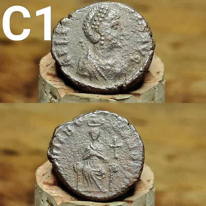 Cleaned Roman coins, ancient Nummus and Follis