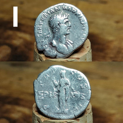 Genuine Roman silver Denarii from the 2nd century, ancient coins