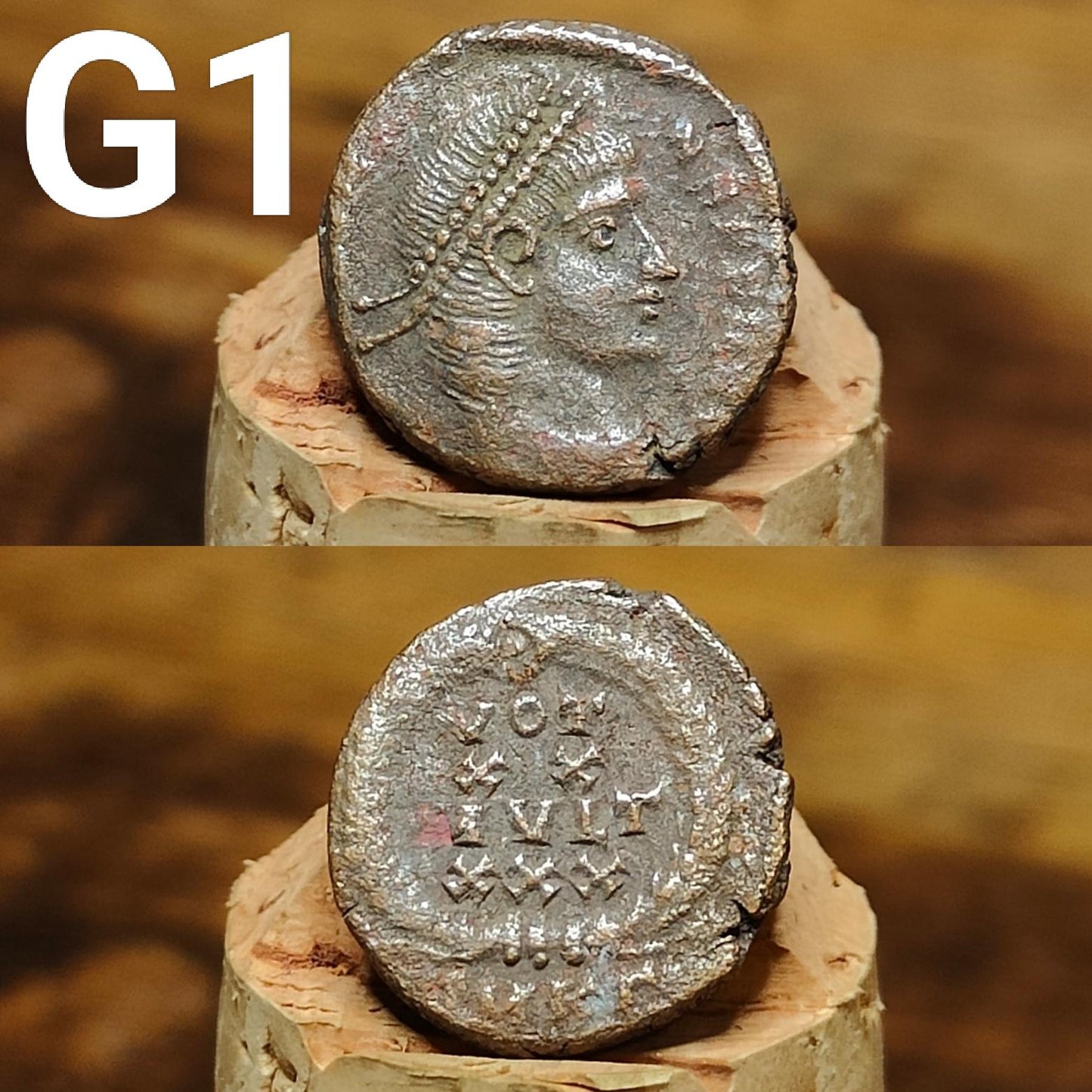 Cleaned Roman coins, ancient Nummus and Follis