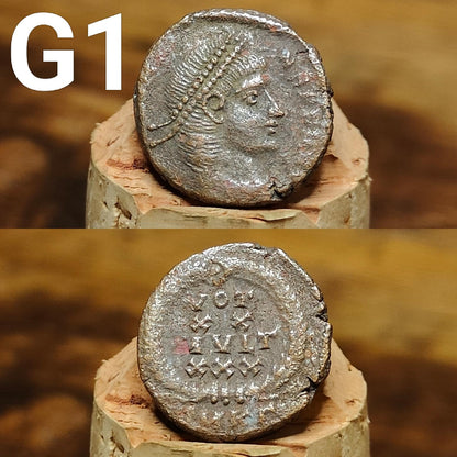 Cleaned Roman coins, ancient Nummus and Follis