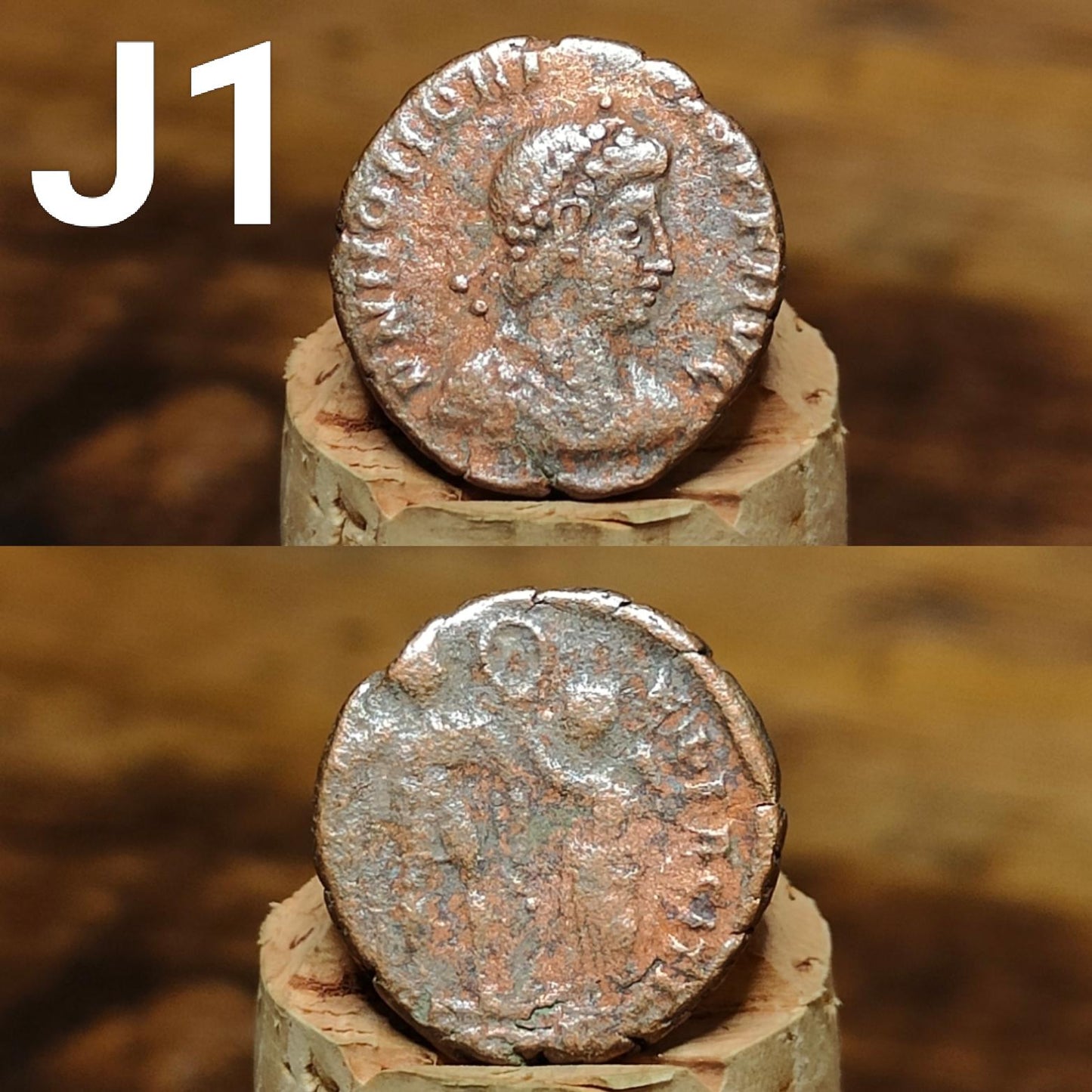 Cleaned Roman coins, ancient Nummus and Follis