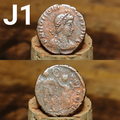 Cleaned Roman coins, ancient Nummus and Follis
