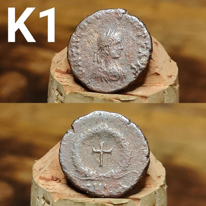 Cleaned Roman coins, ancient Nummus and Follis