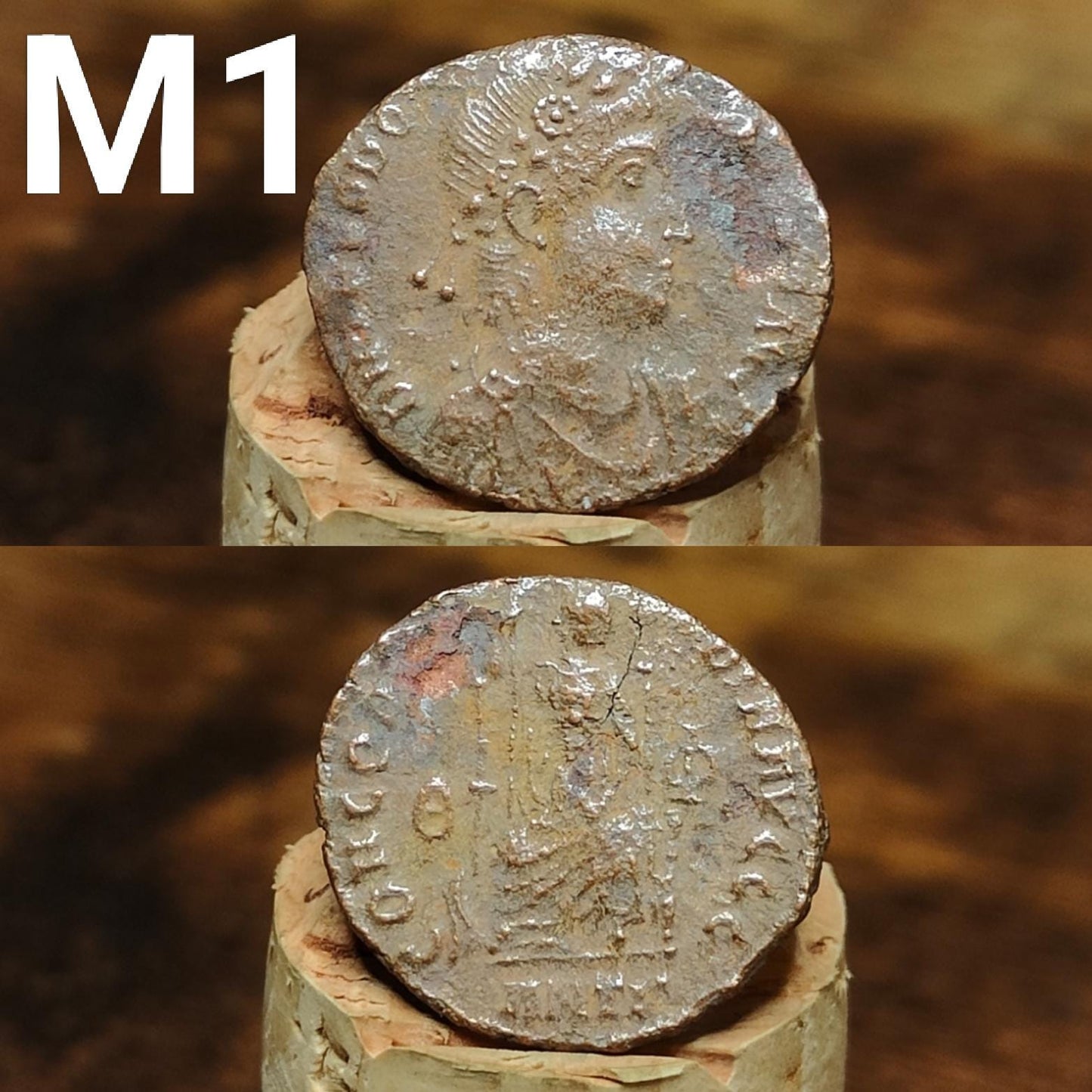 Cleaned Roman coins, ancient Nummus and Follis