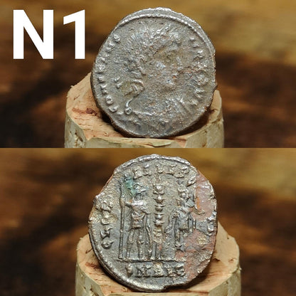 Cleaned Roman coins, ancient Nummus and Follis
