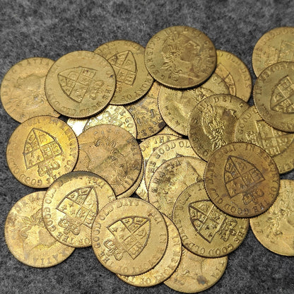 George III spade half Guinea gaming token, dated 1788, Georgian brass jetton