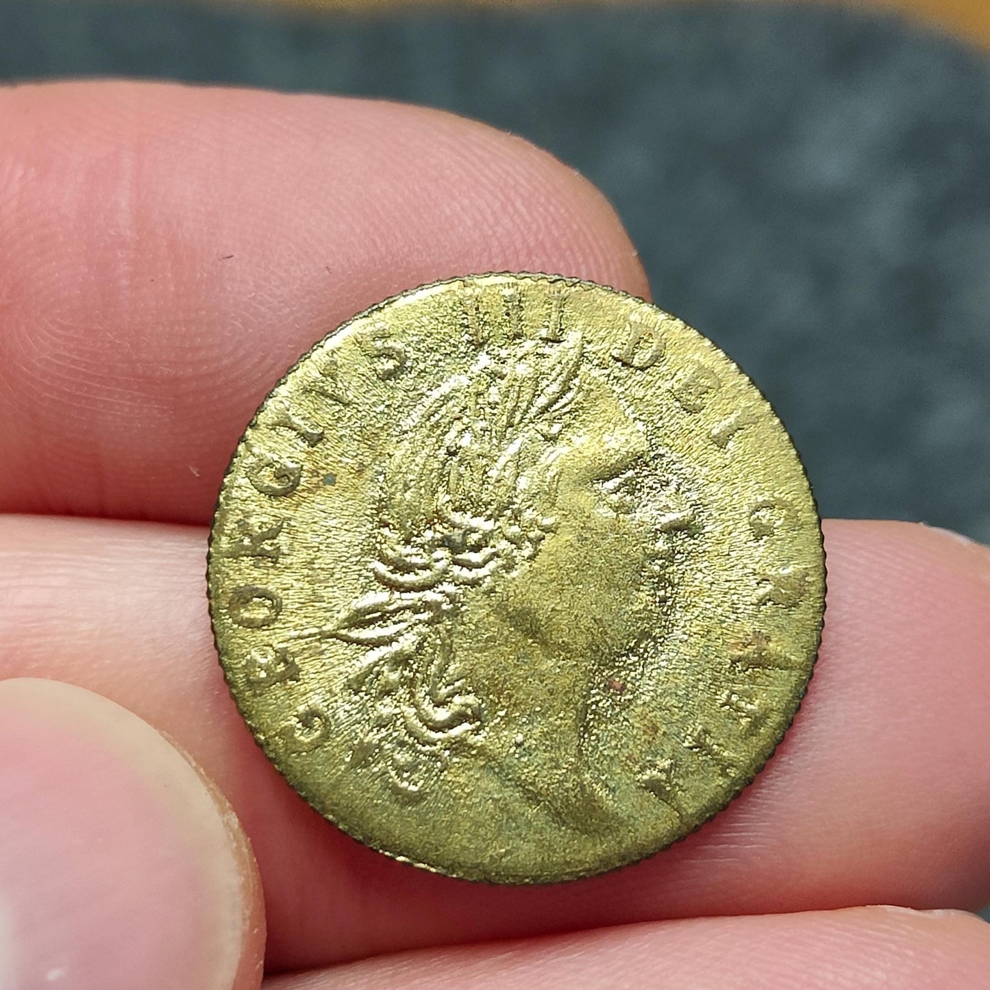 George III spade half Guinea gaming token, dated 1788, Georgian brass jetton